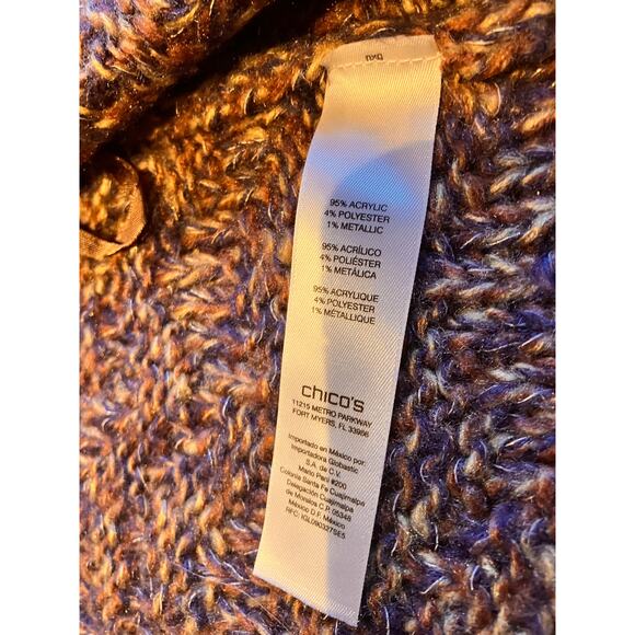 Chico’s 1 Open Front Knit Sweater Vest Brown Metallic Marled Acrylic Blend - Picture 6 of 6